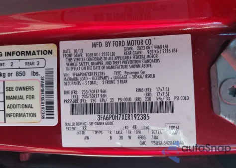 2014 Ford Fusion Se из США, поврежденный, VIN 3FA6P0H7XER192385